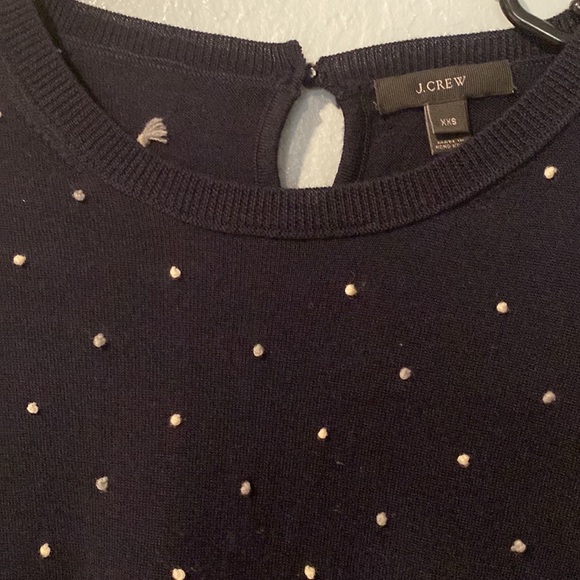 Navy Blue J. Crew sweater with white polka dots - Picture 2 of 2